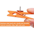 Miniatyrbilde 5 av 5: Push-pinner med tre-klips 50 stk Push-pinner Tommelknapper Tre-klips med push-pinner Fargerike for korktavler Kunstverk Notater Bilder Håndverk