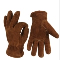 Miniatyrbild 1 av 5: Varmhandskar, vinterhandskar, kallresistenta handskar i ko-läder, utomhusarbetshandskar, förtjockade handskar med låg temperaturbeständighet, skidhandskar, brun XL