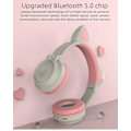 Miniatyrbilde 2 av 5: Bluetooth 5.0 Katt Blinkende Hodetelefoner Med Mikrofon God Kompatibilitet, Støydemping, Tre Moduser, 360mah Kapasitet, 15m Transmisjon Grå Rosa Grey Pink