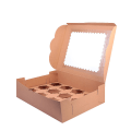 Miniatyrbild 2 av 2: 12 st Praktiska Kakförpackningslådor i Papper, Cupcake-Förpackningslåda (Kraftpapper, 12 Rutor) Kraftpapper 32,5X25X9CM Kraft paper 32.5X25X9CM