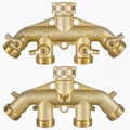 Miniatyrbillede 1 af 5: 4-vejs Messing Slangedeler, Heavy Duty 4-vejs Have Slangeforbindelse 3/4 tommer, Solid 4-vejs Slange Adapter