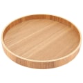 Miniatyrbilde 1 av 3: 1 stk Rund Fruktbrett Solid Trekoppbrett Tebrett Snacksbrett (Loggfarge) Loggfarge 21X21CM Log Color 21X21CM