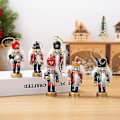 Miniatyrbillede 2 af 3: Juletræspynt i træ - Nøddeknækkerfigurer 8 cm - Mini Soldater Nøddeknækker Dukker, Træ Nøddeknækker Kong Figuriner Hængende Pynt Kompatibel Med Tra