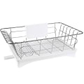Miniatyrbilde 1 av 3: Svampfiltre Metallisk Oppvaskstativ Oppvaskstativ Vaskestativ Oppvaskholder Metallisk Oppvaskstativ Rustfritt S White 42X28X15.5CM