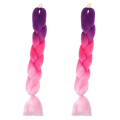 Pikkukuva 2 / 4: 3 kpl Tricolor Gradient Synteettinen Pigtail-peruukki Pitkä pidennysten hiuspunos Naisille Tytölle Lady (55 Violetti 2pcs