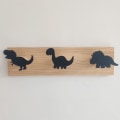 Miniatyrbillede 3 af 5: Børne Dinosaur Vægmonterede Knager Træ Dør Knagerække (1 stk, Sort)
