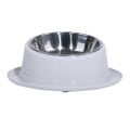 Miniatyrbillede 2 af 3: Anti-slip Pet Vand- og Foder Skål Rustfrit Stål Drikkeskål Til Kat Hund (grå)Grå Grey