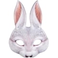 Miniatyrbild 1 av 5: Kaninhalvmask, realistisk tryck, mask med elastik för karneval eller temafest, tillbehör till djurdräkter, karnevalsförklädnader