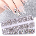 Miniatyrbillede 4 af 5: Neglekunst Rhinestones, Runde Flade Rhinestones til Negle, Håndværk, Skygge Multi Form 3D Glas Krystal Negle Sten Diamanter