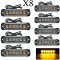 Miniatyrbild 1 av 5: Nödstrobeljus, 8 st 6 LED-amberblinkande lampor, 12/24V Varningsblinkers för bil