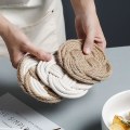 Miniatyrbillede 5 af 5: Dækkeservietter Skridsikker Bordmåtte Håndlavet Isolering Kop Underkop Vævet Bomuldstråd Jute Spisebord Dækkeserviet Rattan Menage Middagsdekoration (2 stk., Hvi