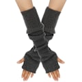 Miniatyrbilde 1 av 4: Kåshe-blandede armuvarmere, vinterfingerløse hansker, strikkede votter, håndleddsvarmere med tommelhull for kvinner Dark gray One size fits all