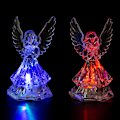 Miniatyrbillede 1 af 5: 2 stk. Farveskiftende LED Engel Lampe Lys Haveengel Gave Have Dekoration Glimtende 3D Oplyst Engel Figur til Skrivebords Ornament