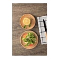 Miniatyrbilde 3 av 3: 1 stk Japansk rund serveringsfat i bøketre til middag, desserter, tallerken, servise, miljøvennlig (20x20x2cm)