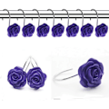 Miniatyrbillede 1 af 5: 12 stk. Hjemmemode Dekorative Rustfrie Bruseforhængskroge Rose Design Bruseforhængsringe Kroge (rød) Lilla Purple