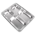 Miniatyrbilde 2 av 2: Kreativ 304 Rustfritt Stål Skål Utsøkt Middagsbrett Slippsikkert Risretter Separate Tallerkener Bestikk (fire Ruter Hurtigmattallerken)Sølv28x22cm Silver 28x22cm