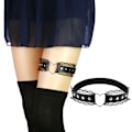 Miniatyrbild 1 av 4: 2-rads Justerbar Elastisk Läderbenssele Strumpeband Punk Gothic Lårring Strumpeband