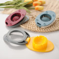 Miniatyrbilde 2 av 5: Rustfritt Stål Konservert Egg Skinke Banan Kutter Skiver, Skjær Kokte Egg Konserverte Egg Skinker Bananer Effektivt (1 stk, Gul)