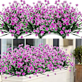 Miniatyrbild 1 av 2: 10 Paket Utomhus Konstgjorda Falska Blommor Buskar UV-Resistenta Växter, Faux PlastROS ROSE