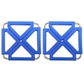 Miniatyrbilde 1 av 3: 2 stk Silikon & Rustfritt Stål Hot Pot Holder Trivet Matte Varmebestandig Sklisikker Kvadratisk Brettbar Bordmatte Skålmatte Kopper Coaster (lilla)Blå12X12cm Blue 12X12cm