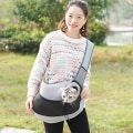 Miniatyrbilde 4 av 4: Pet Single Shoulder Bag Mesh Pet Dog Sling Bag Bærbar Håndfri Bærer Hode Ut For Valp Og Små Kjæledyr Black