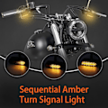 Miniatyrbillede 2 af 5: 2 stk. sorte krom LED blinklys til motorcykel, sekventiel 12 V, universal, godkendte, mini blinklys i aluminium, gult lys, vandtæt_ryy