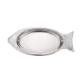 Miniatyrbilde 1 av 3: Metallfat Appetittallerken Fiskeformet Tallerken Rustfritt Stål Middagstallerkener Sølv 45X20X2.5CM Silver 45X20X2.5CM