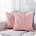 Miniatyrbillede 1 af 5: Sæt af 2 Pudebetræk Soveværelses Dekoration Blød Kvadratisk Fløjl Ensfarvet Sofa Betræk Med Moderne Balloner Til Stue, 50x50cm, Lyserød