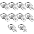 Miniatyrbilde 1 av 5: 10 stk 1/4\" D-ring festeanlegg, 304 rustfritt stål D-ring stropper, kraftige tilhengerbraketter overflatefeste kroker for sikring av last for båter, lastebiler