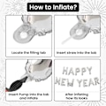 Miniatyrbild 3 av 5: Silver Happy New Year Ballonger, Ballongsiffror, 2025 Ballonger för Nyårsaftonfesttillbehör 2025