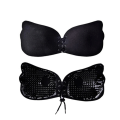 Miniatyrbild 2 av 4: Sommar Sexy Push Up Snörning BH Cup C Silikon Självhäftande Osynlig BH (svart)BlackC Black C