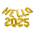 Pikkukuva 1 / 5: 2 sarjaa 2025 ilmapalloa 16 tuumaa HELLO 2025 ilmapallosetti kulta Onnellinen uusi vuosi ilmapallot Uudenvuodenaaton ilmapallot Foliolukuilmapallot