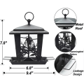 Miniatyrbillede 4 af 5: Sort firkantet fuglefoderautomat til udendørs brug med fugleguide, hængende, regntæt, udendørs distribution