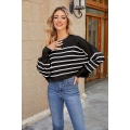 Miniatyrbilde 1 av 3: Hettegenser med flaggermusarmer, lang erme, oversized, ribbestrikket, sidesplit, for kvinner Black stripe XL
