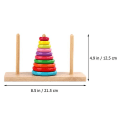 Pikkukuva 4 / 4: 1 Set Lasten Puinen Hanoi-Torni Pinottava Leikki Edukationaalinen Hanoi-Torni Pinottava Leikki Värikäs 21.5x12.5cm Colorful 21.5x12.5cm