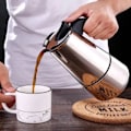 Miniatyrbillede 4 af 5: RYI_Italiensk kaffemaskine i rustfrit stål til espresso 2/4/6/9 KOPPER Kompatibel med gas, glaskeramisk og elkomfur. 2 Tazas 100ML