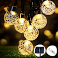 Miniatyrbillede 1 af 5: Solcelle-lysstreng, Feelysslyng 50 LED Krystal Kugler IP65 Vandafvisende, Ekstra USB-stik, 8 Tilstande Indendørs og Udendørs Dekorative Lys, Hjem/G