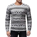 Miniatyrbild 1 av 5: Herrar Tryckta T-shirts Rund Hals Långärmad Slim Fit Pullover Toppar För Våren 2XL 2XL