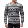 Miniatyrbilde 1 av 5: Menn Trykte T-skjorter Rund Hals Lang Erme Slim Fit Pullover Topper For Vår 2XL 2XL