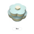 Miniatyrbillede 3 af 4: Dobbeltlags Snackboks Slikplader Petal Form Roterende Snackbakke Dobbelt Dæk Tørrede Frugtplade Opbevaringsorganisatorboks Blå Blue