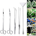 Miniatyrbillede 1 af 4: Akvarie Aquascaping Kit 5 i 1 Rustfrit Stål Akvarietank Vandplante Værktøjssæt Tang Saks Spatel