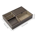 Miniatyrbilde 5 av 5: Lærskrivebordsoppbevaringsarrangør, Multi Catchall-brett, Valet-brett, nattbord- eller kommodearrangør - 5 rom for lommebok, telefon, nøkler, smykker, brun Brown