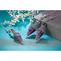 Miniatyrbillede 2 af 2: 6 Facet Hexagonal Punkt Vedhæng Pendul Dowsing Balancing Åndelig Resin Ædelsten Krystal Ametyst Penduler Halskæde Lilla Purple