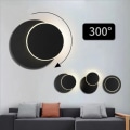 Miniatyrbilde 3 av 5: LED vegglampe i smijern med roterende design, nattlampe for soverom, interiørdekorasjon, svart