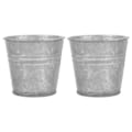 Miniatyrbilde 1 av 3: 2 stk. Skrivebords Topper Metall Tin Bøtter Landlig Dekorativ Vaser Pitcher Jug Vase Tørket Blomst Bøtte Støpejern Blomsterpotter Sølv 7X7X6CM Silver 7X7X6CM
