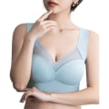Pikkukuva 2 / 2: Naisten mukava pehmeä saumaton push-up-rintaliivi muotoileva langaton crop top -liivi urheilualusvaatteet 2XLLight Blue 2XL Light Blue