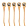 Miniatyrbilde 1 av 3: 5 stk Tre Hule Carving Honning Rør Skedder Japansk Stil Honningkake Design Egg Separator Blanding Dippers (brun)