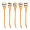 Miniatyrbillede 1 af 3: 5 stk Træ Hule Carving Honning Rør Skeer Japansk Stil Honningkam Design Æg Separator Blandning Dippers (burlywood)