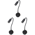Miniatyrbillede 1 af 2: 6 stk. Bordarbejds-LED-lampe 3W vægmonteret læselampe med fleksibel slange til hjem og hotel (sort) 6 6 pcs