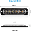 Miniatyrbild 2 av 5: 4-pack 12-24V Nödljusstänger med blixt - 6 LED-blixtvarningsljusremsor för lastbil, motorcykel, bil - Gul & Vit